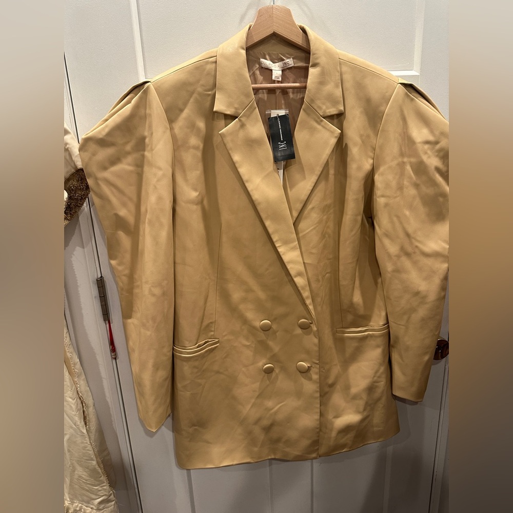 INC International Concepts Beige Double-Breasted Blazer